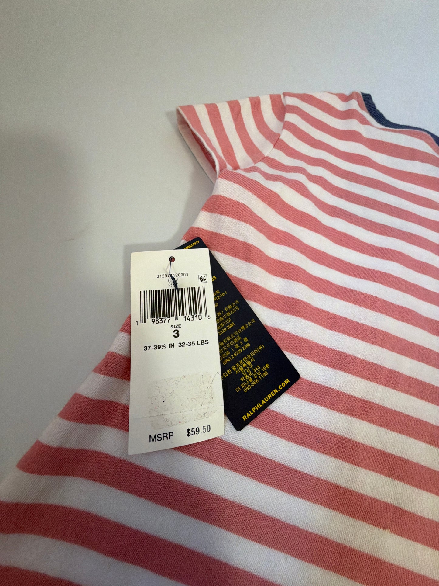 Ralph Lauren stripe logo cotton Jersey Dress your Wishlist Girls size 3