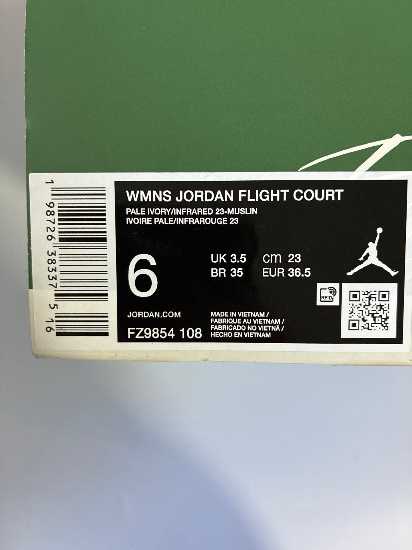 WMNS JORDAN FLIGHT COURT pale ivory/infrared 23-muslin new size 6 FZ9854 108