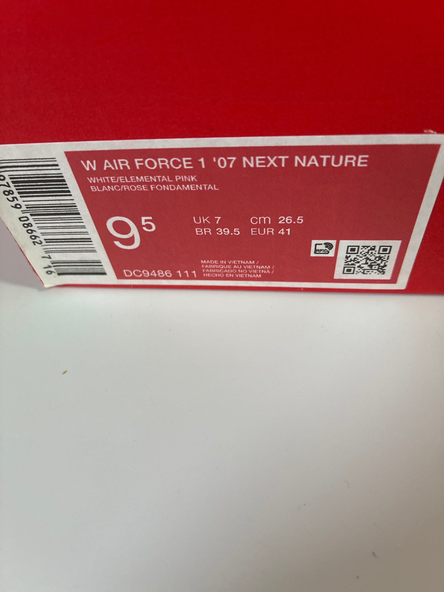 W AIR FORCE 1’07 NEXT NATURE white/elemental-pink new size:9.5 DC9486 111
