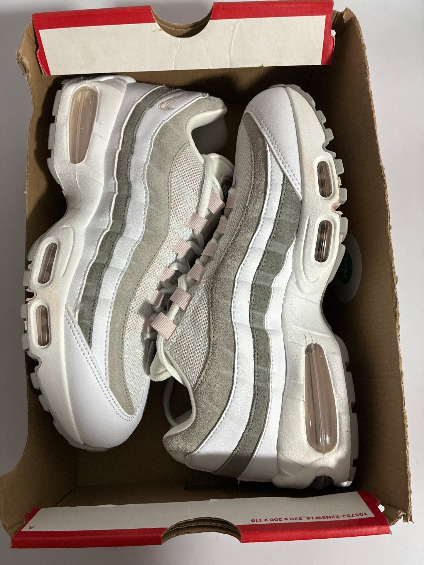 W NIKE AIR MAX 95 white/silt red light size:9 new IB6396 102