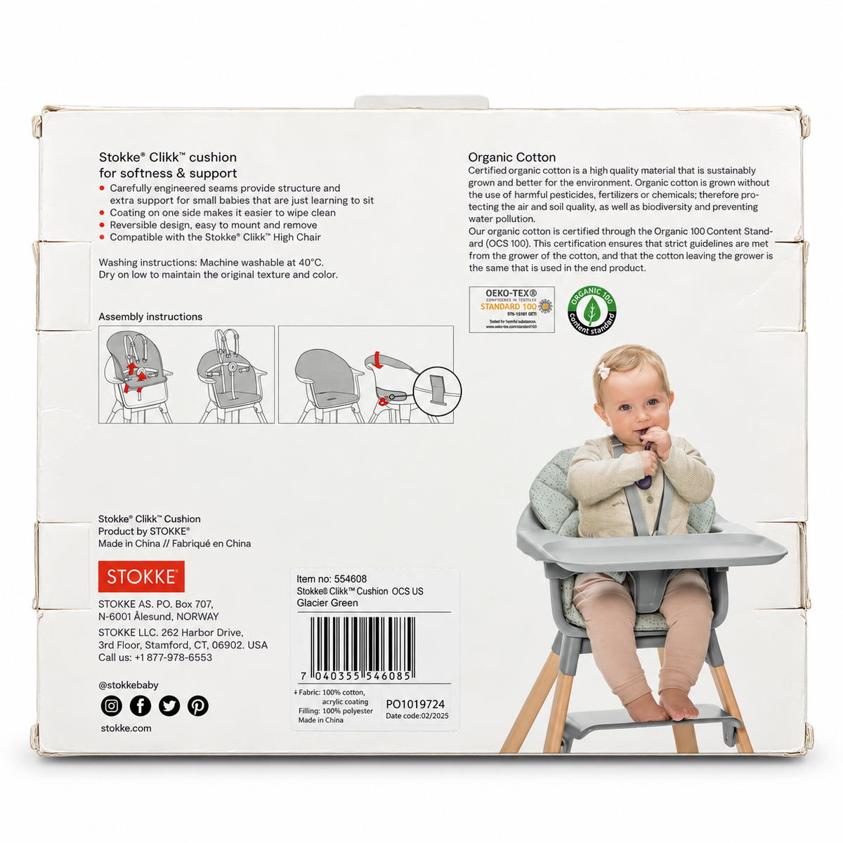 Stokke Clikk Cushion – Cojín para Silla Alta de Bebé | Glacier Green