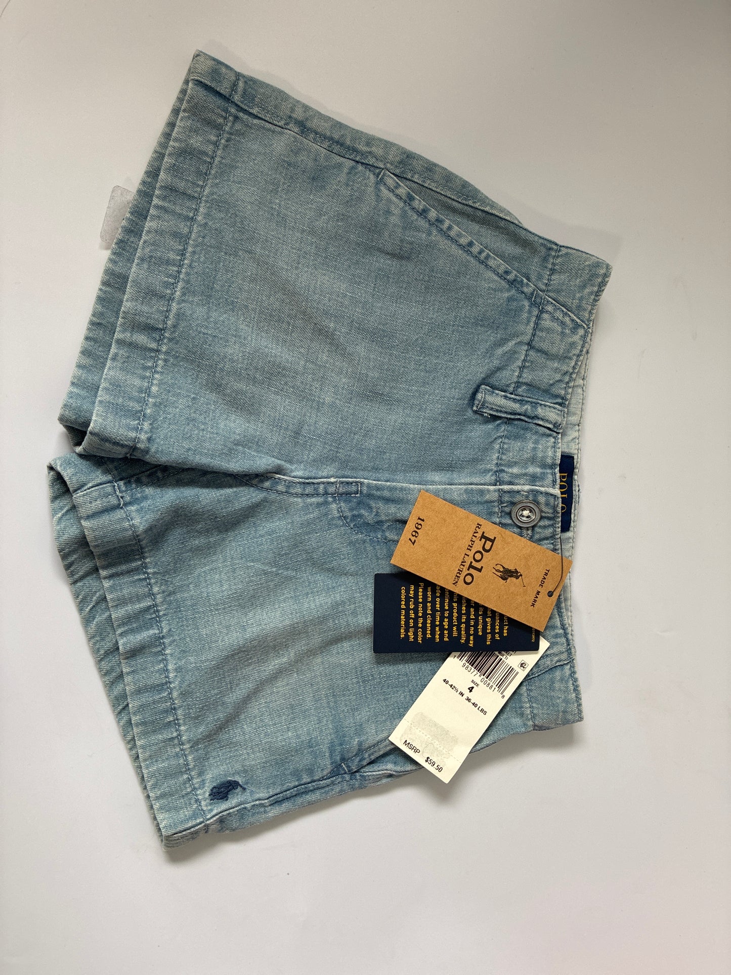 Polo Ralph Lauren Kids Chambray Shorts Size 4 Blue Cotton Casual Preppy