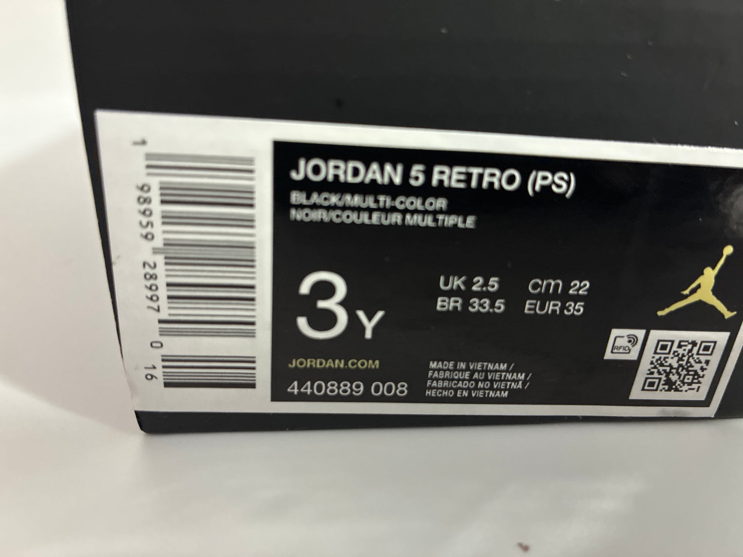 JORDAN 5 RETRO (PS) black multi-color 440889 008 new 3Y