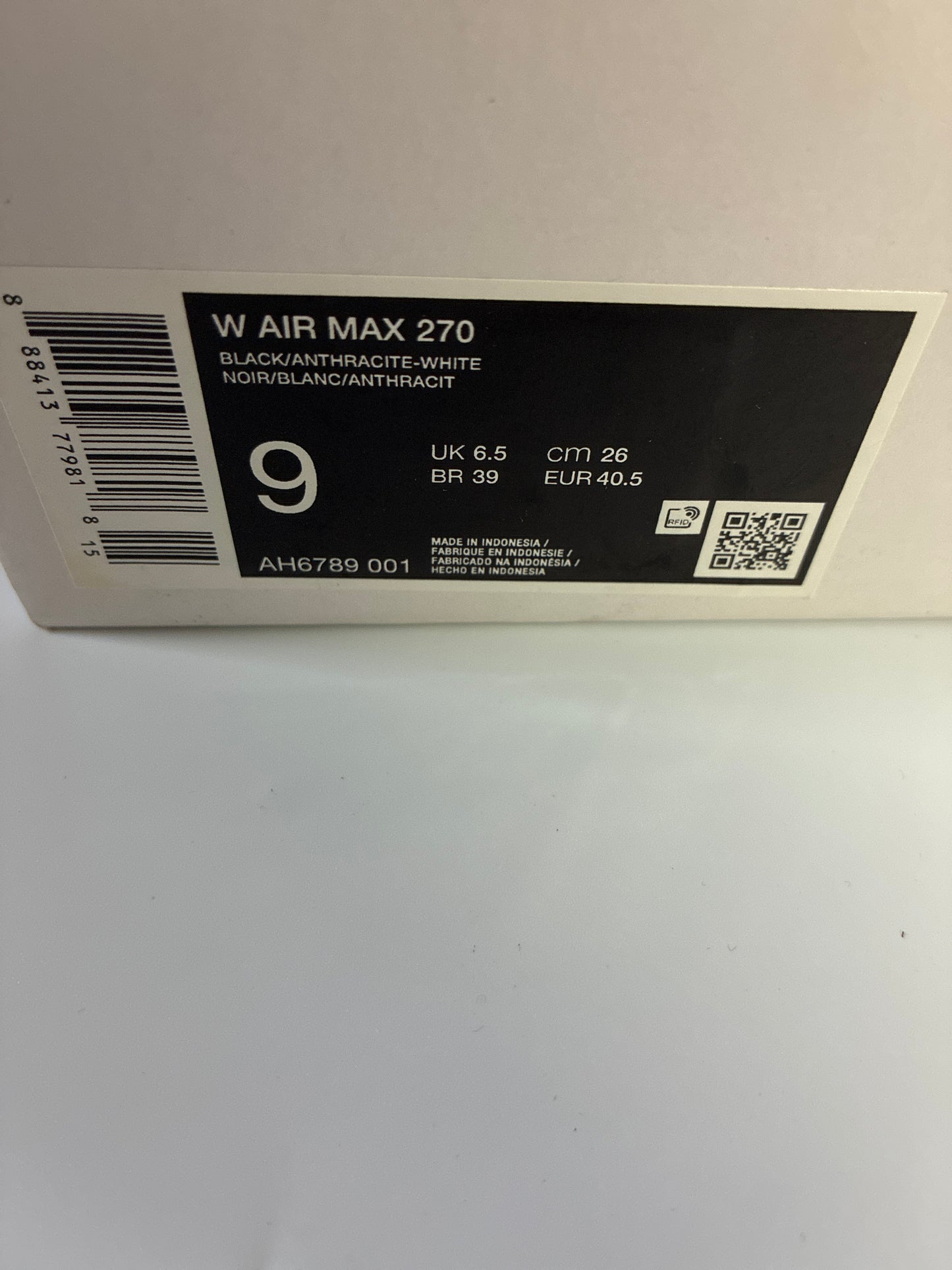 W AIR MAX 270 black/anthracite-white new size:9 AH6789 001