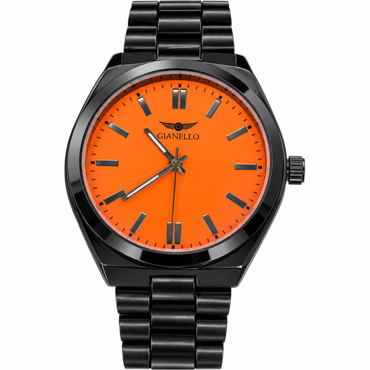 Reloj Gianello para Hombre Negro con Esfera Naranja – Analógico 42mm