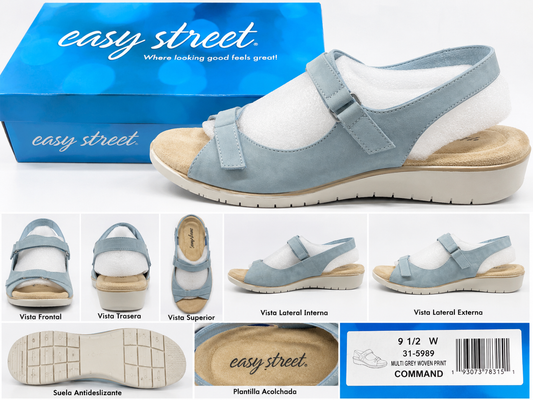 Easy Street Women’s Comfort Sandals – Light Blue – Adjustable Straps