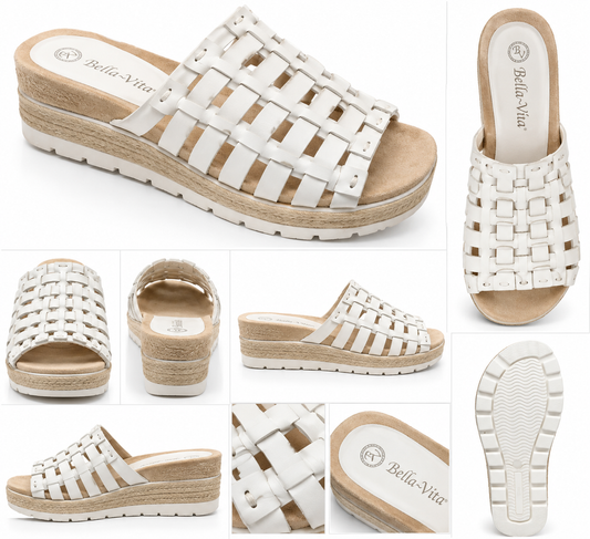 Bella Vita Oakland Sandalia de Mujer Blanca de Cuero – Talla 6 WW