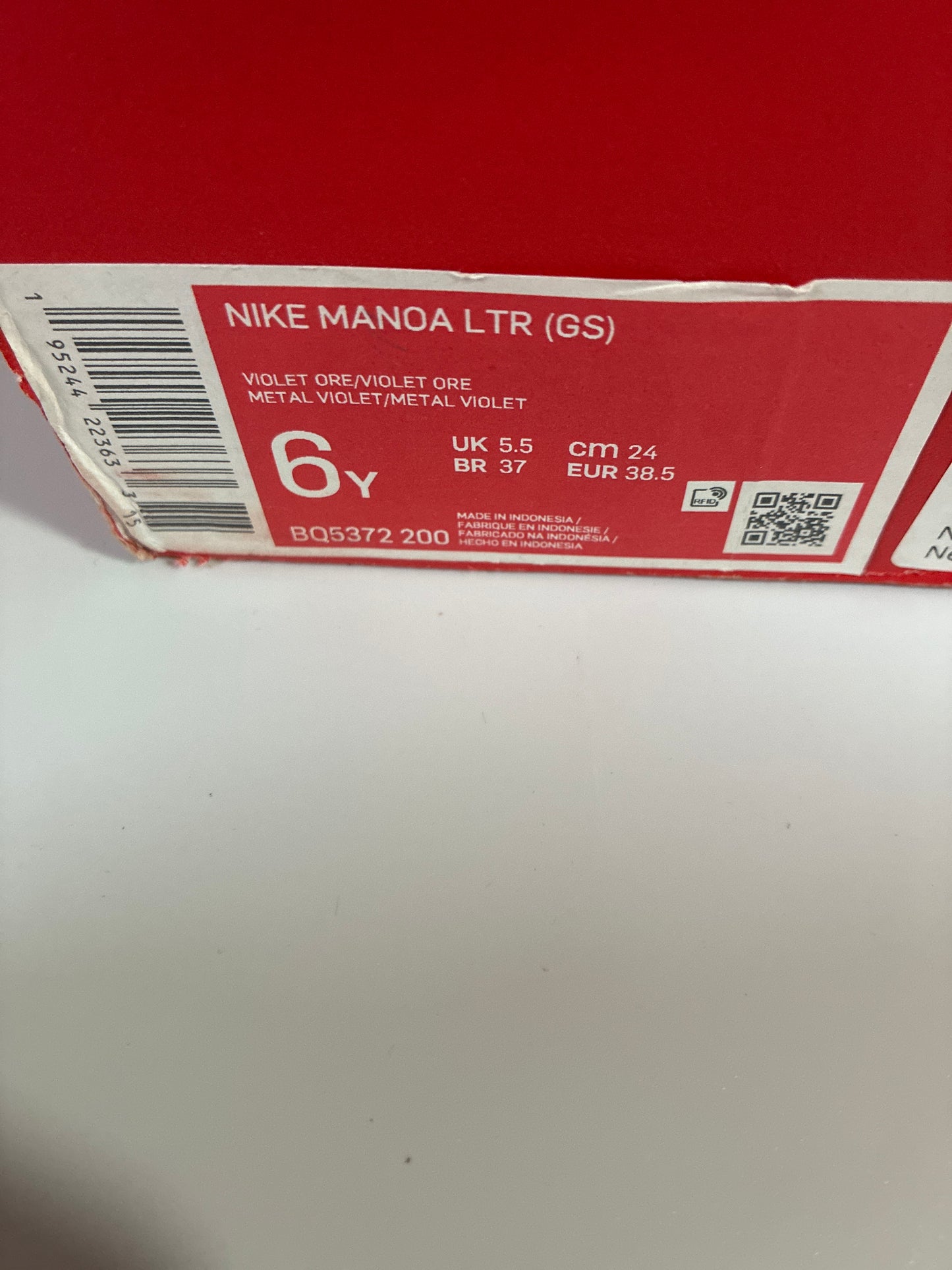 NIKE MANOA LTR (GS) violet ore new size:6Y BQ5372 200