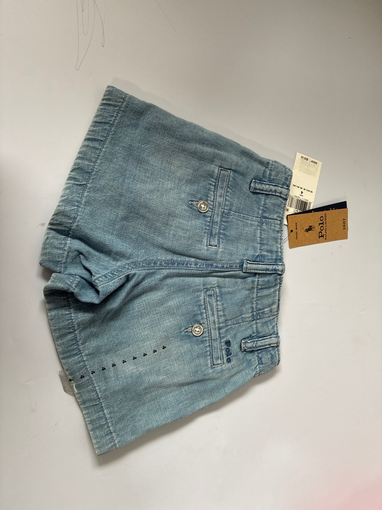 Polo Ralph Lauren Kids Chambray Shorts Size 4 Blue Cotton Casual Preppy