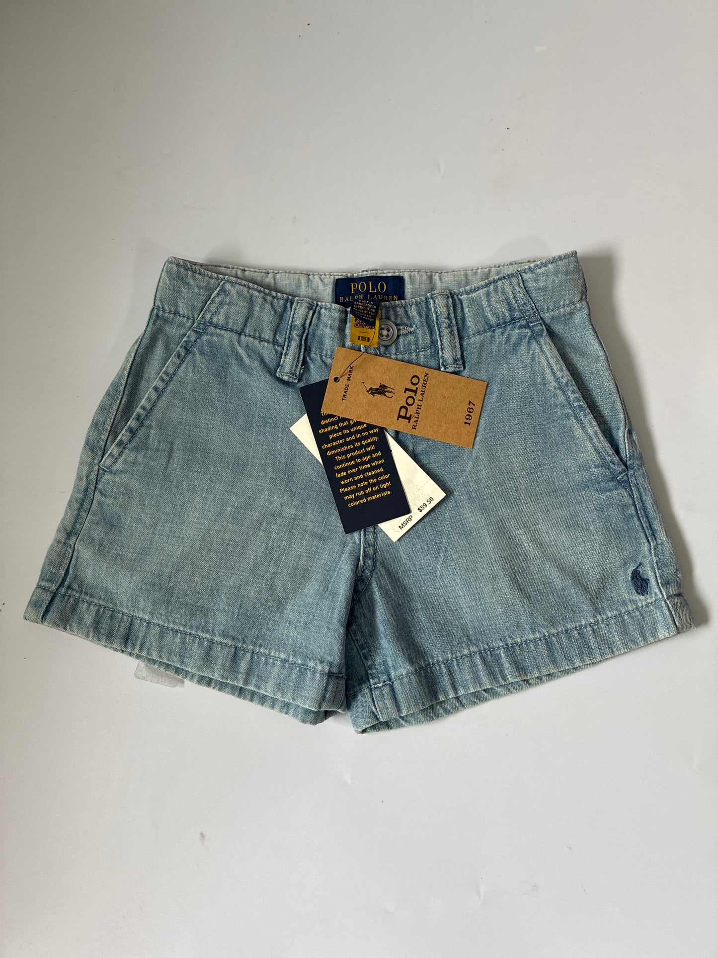 Polo Ralph Lauren Kids Chambray Shorts Size 4 Blue Cotton Casual Preppy
