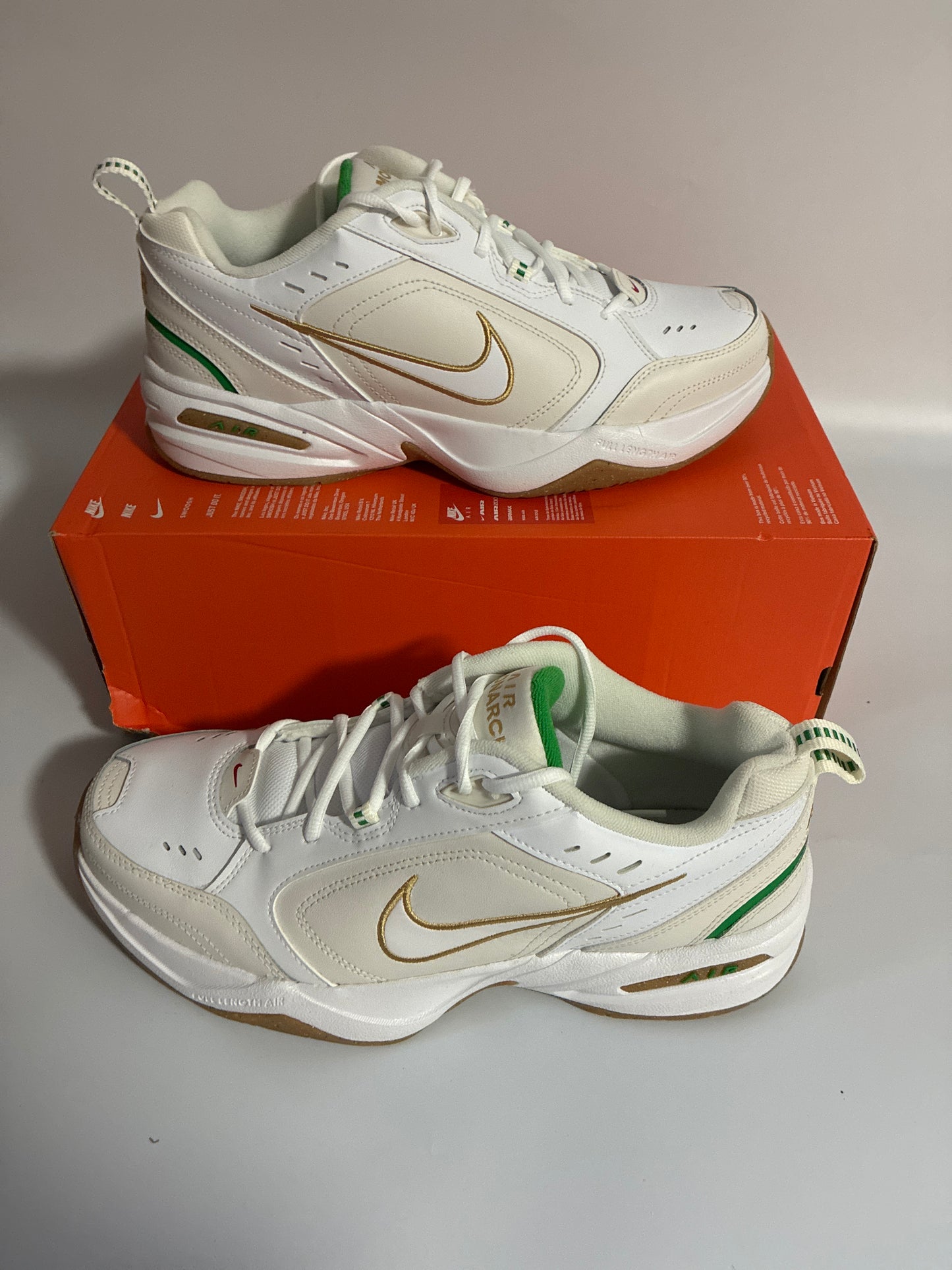 NIKE AIR MONARCH IV white/metallic gold-phantom new size:12men 415445 103