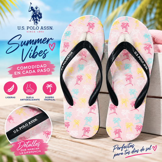 Sandalias U.S. Polo Assn. Tropical Palm para Mujer – Rosa