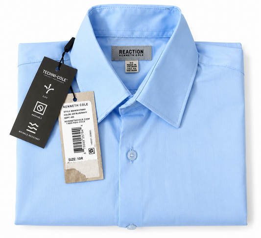 Kenneth Cole Reaction Boys Techni-Cole Dress Shirt Size 10R Light Blue Long Sleeve NWT