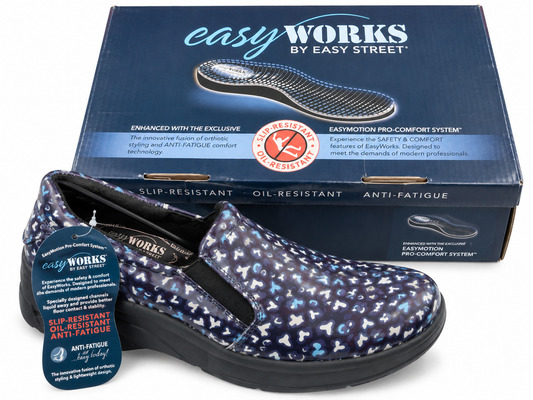 Easy Works by Easy Street Appreciate Women’s Work Shoes Navy Hearts 8.5M New